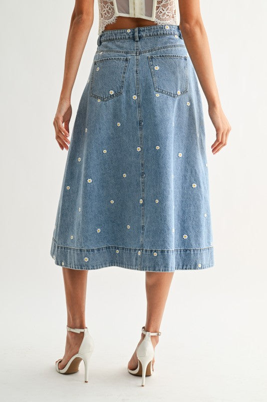 Wildflower Denim Skirt - Jupe NYC